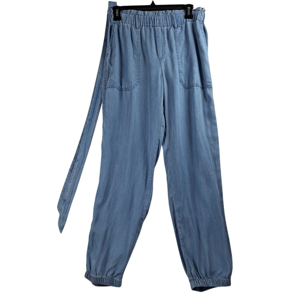 Love Tree Pants Casual Joggers Pockets Belt Blue Size Medium
